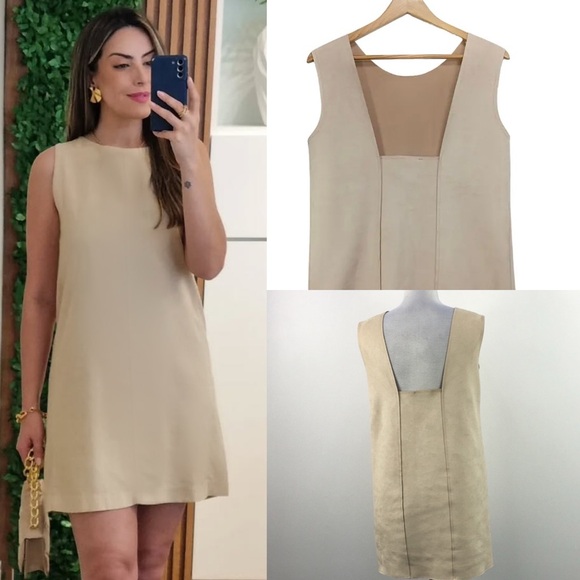 Zara Faux suede Cream Straight Fit Square Back
Mini Dress - Picture 1 of 11